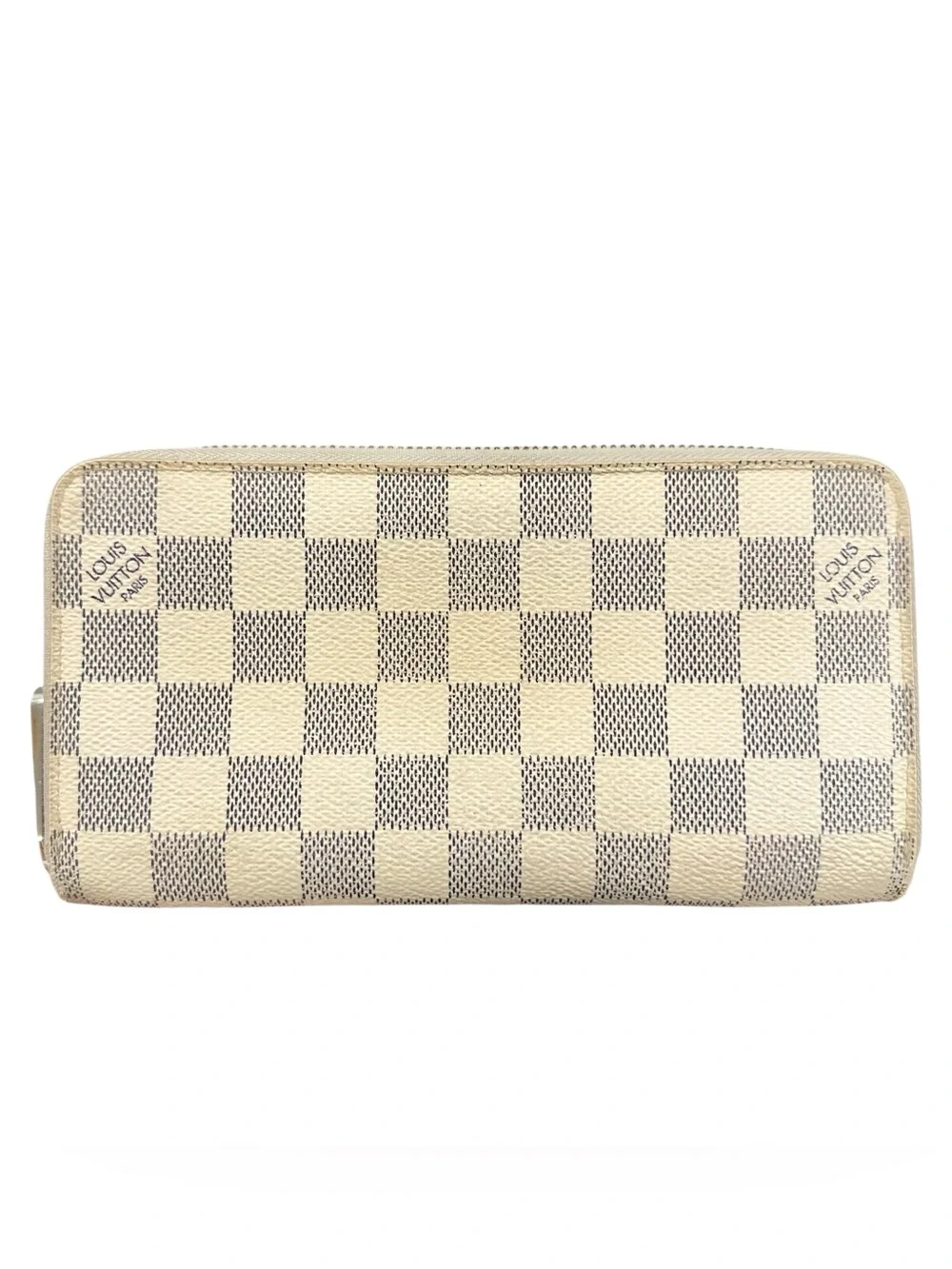 Louis Vuitton Damier Azur Leather Large Zip Around Zippy Wallet with Dust Bag
